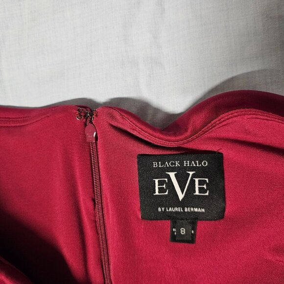 Black Halo Eve Anderson Off the Shoulder Sheath Dress Women Size 8 Burgundy - Picture 5 of 14